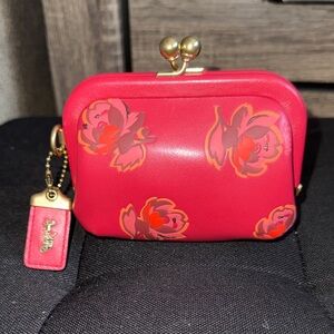 Coach Pink Floral Clutch/ coin purse / card purse